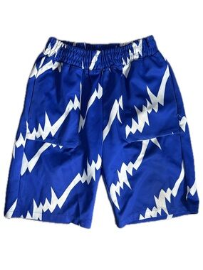 Encrypted Blue Lightning Print Shorts – Size Large